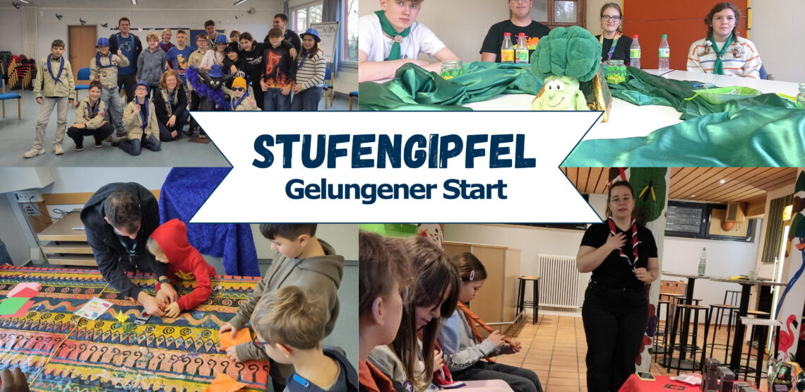 Viele Pfadfinder*innen aller Stufen bei verschiedenen Aktivitäten des Stufengipfels