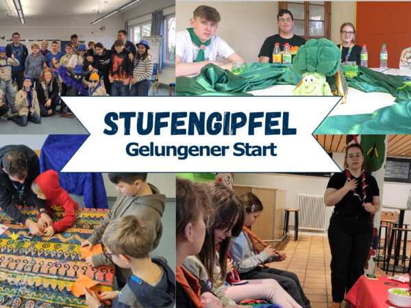 Viele Pfadfinder*innen aller Stufen bei verschiedenen Aktivitäten des Stufengipfels